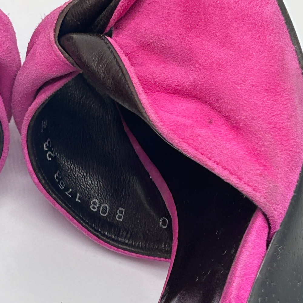 Robert Clergerie Pink Suede Knot Wedge Sandals - Picture 14 of 16